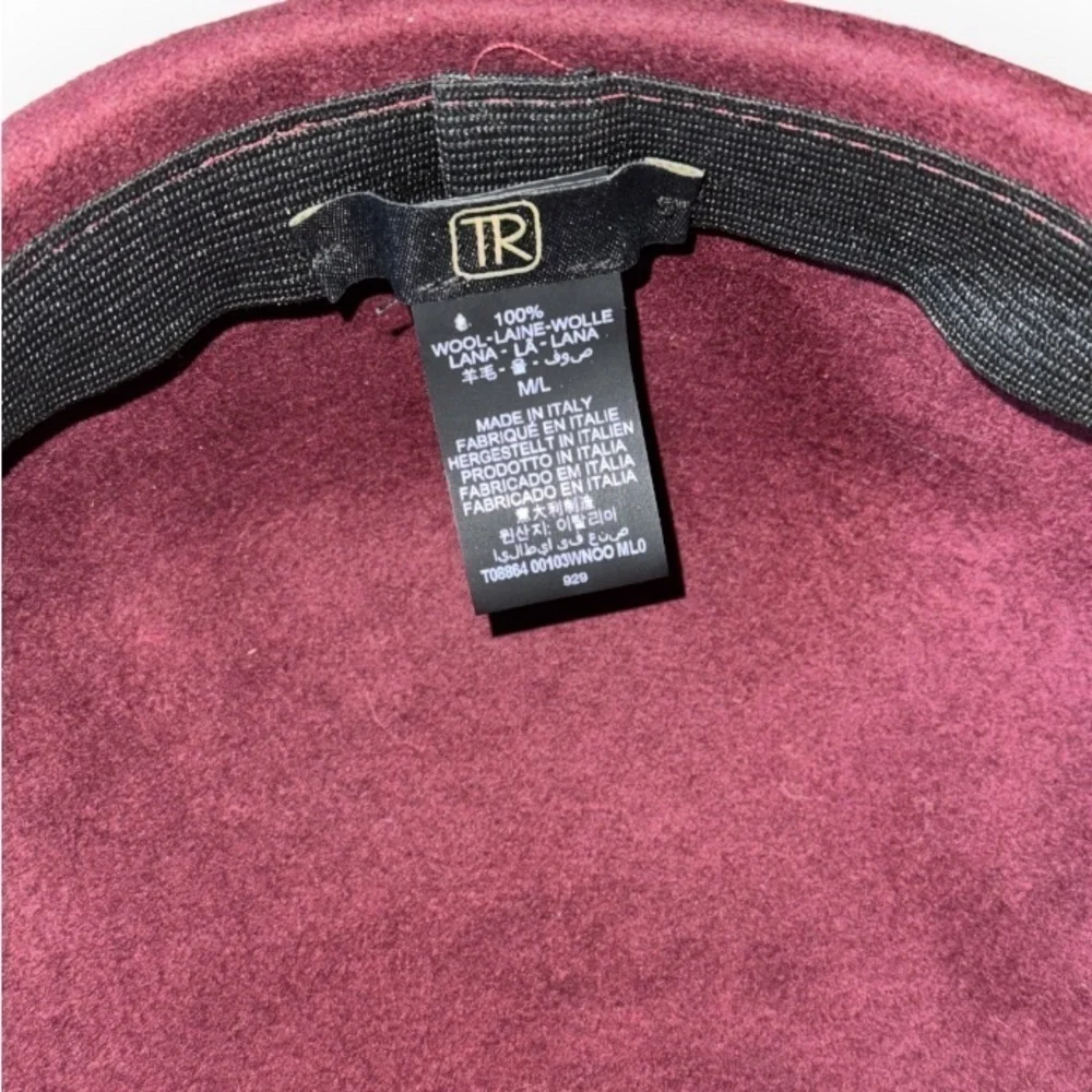 Vintage Made in Italy Wool Newsboy Cap Burgundy Red Baker Boy Cabbie Hat M/L